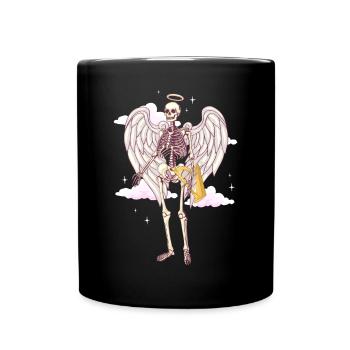 Angelcore Esthétique Gothique Ange Squelette Crâne - Mug uni - noir - Devant
