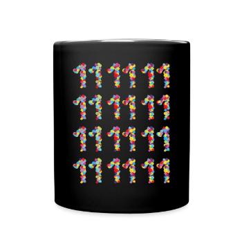 Konfetti Fasching Karneval 11 Elf Karnevalist - Tasse einfarbig - Schwarz - Vorne