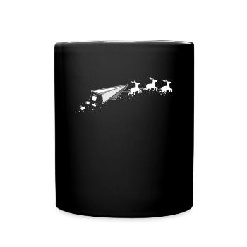 Papierflugzeug Weihnachtsmann Weihnachtsschlitten - Tasse einfarbig - Schwarz - Vorne
