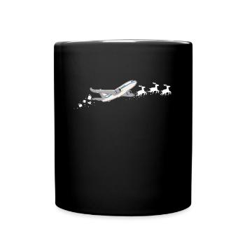 Airplane Santa Claus Christmas sleigh - - Full Colour Mug - black - Front