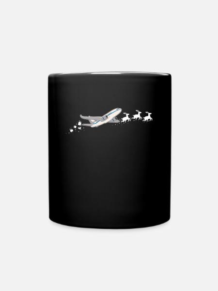 Flugzeug Weihnachtsmann Weihnachtsschlitten - - Tasse einfarbig - Schwarz