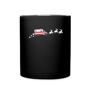 Krankenwagen Weihnachtsmann Weihnachtsschlitten - - Tasse einfarbig - Schwarz - Vorne