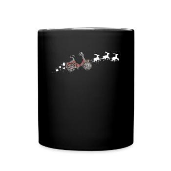 Bicycle Santa Claus Christmas sleigh - Funny - Full Colour Mug - black - Front