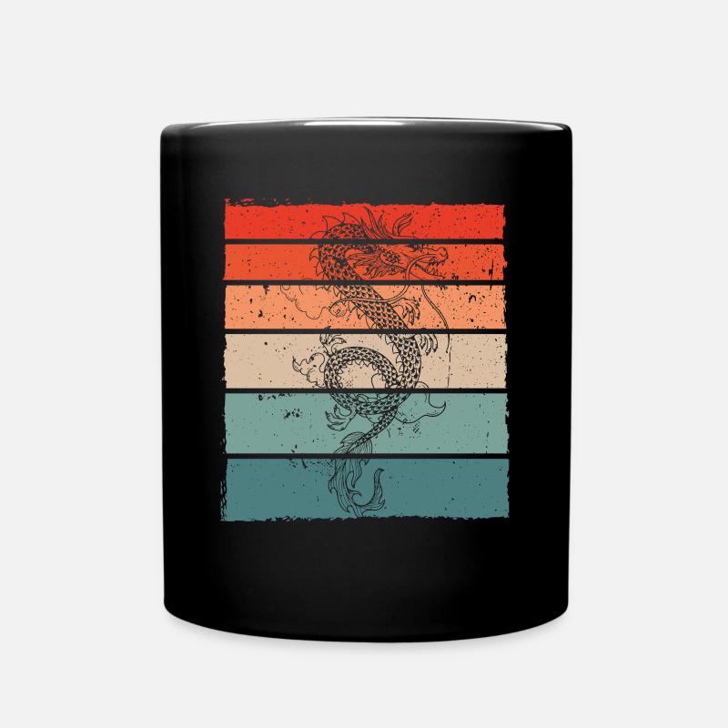 Bunter Drache Retro - Tasse einfarbig - Schwarz