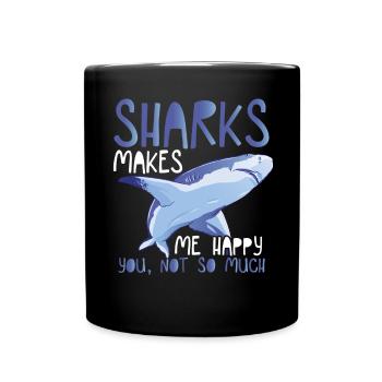 Les requins me rendent heureux - Mug uni - noir - Devant