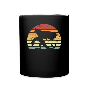 Drache Auf Einer Retro sonne - Tasse einfarbig - Schwarz - Vorne