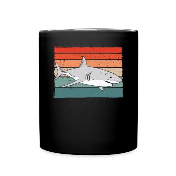 Haifisch retro farbe - Tasse einfarbig - Schwarz - Vorne