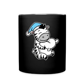 Zèbre avec oreiller et bonnet de couchage - Mug uni - noir - Devant