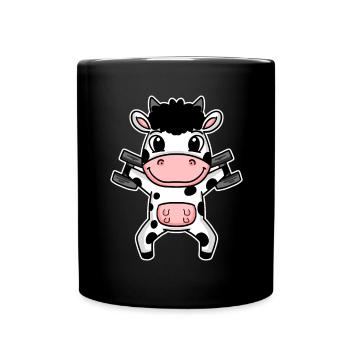 Bodybuilder Cow Fitness Motivation Gift - Full Colour Mug - black - Front