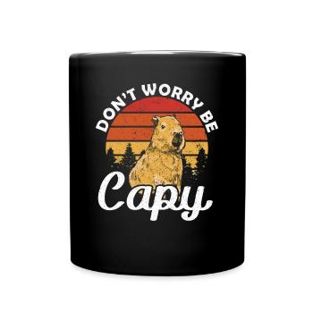 Sunset Dont Worry be Capy Wasserschwein - Full Colour Mug - black - Front