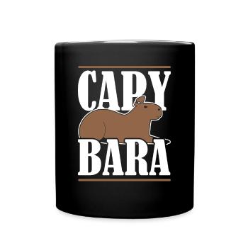 Capybara Wasserschwein - Tasse einfarbig - Schwarz - Vorne