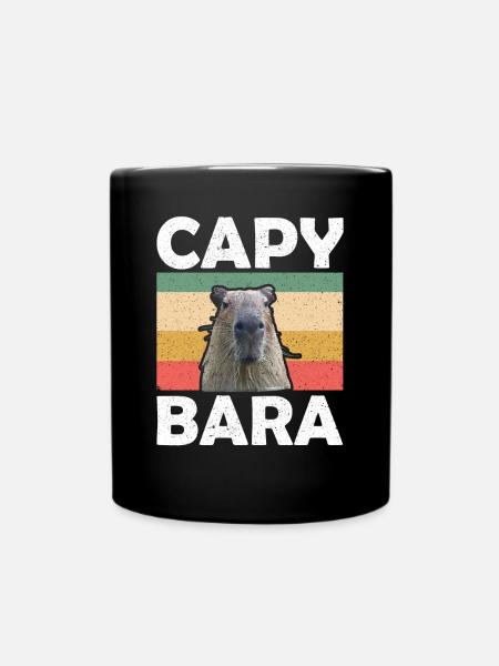 Retro Capybara Wasserschwein - Full Colour Mug - black