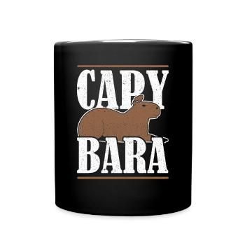 Capybara Wasserschwein - Tasse einfarbig - Schwarz - Vorne