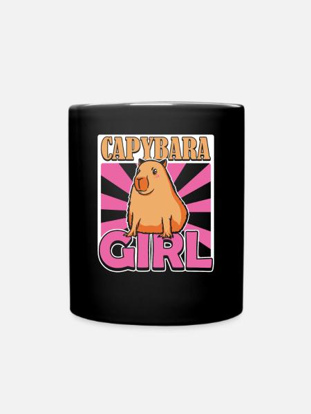 Capybara Girl Wasserschwein - Tasse einfarbig - Schwarz