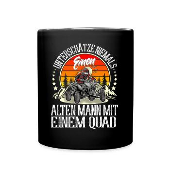 Quad ATV Offroad Quadfahrer - Tasse einfarbig - Schwarz - Vorne
