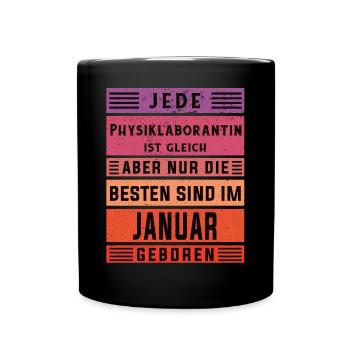 Laborant Geburtstag Januar geboren - Tasse einfarbig - Schwarz - Vorne