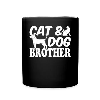 Amoureux des chats Amoureux des chiens Propriétaire de chat chien - Mug uni - noir - Devant