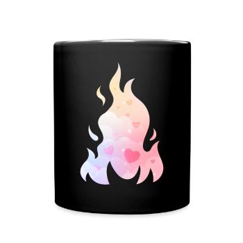 Angelcore Ästhetisches Feuer Flamme Herzen - Tasse einfarbig - Schwarz - Vorne