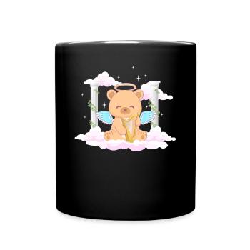 Angelcore Aesthetic Kawaii Bär Engel Halo - Tasse einfarbig - Schwarz - Vorne