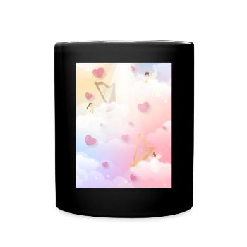 Angelcore Aesthetic Heaven Engel Harfen - Tasse einfarbig - Schwarz - Vorne