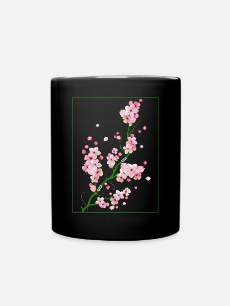 Biopunk Sakura Cherry Blossom Biopunk Aesthetic - Full Colour Mug - black
