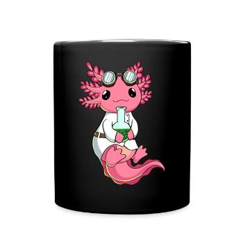 Biopunk Cute Kawaii Axolotl Scientist - Full Colour Mug - black - Front