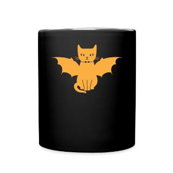 Cat Bat Wings Halloween Cat Lovers - Full Colour Mug - black - Front