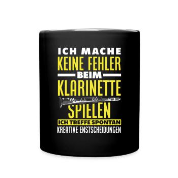Lustiges Klarinette Klarinettist Geschenk - Tasse einfarbig - Schwarz - Vorne