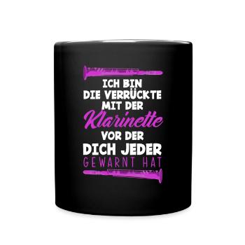 Lustiges Klarinette Klarinettist Geschenk - Tasse einfarbig - Schwarz - Vorne