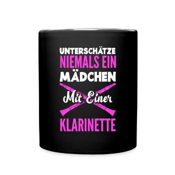 Lustiges Klarinette Klarinettist Geschenk - Tasse einfarbig - Schwarz - Vorne