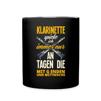 Lustiges Klarinette Klarinettist Geschenk - Tasse einfarbig - Schwarz - Vorne