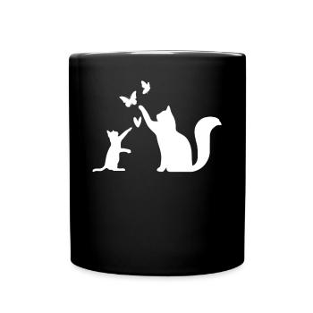 Chats avec papillons - Chats propriétaires de chats - Mug uni - noir - Devant