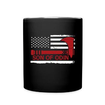 Son of the Odin Valhalla American Viking Flag - Full Colour Mug - black - Front