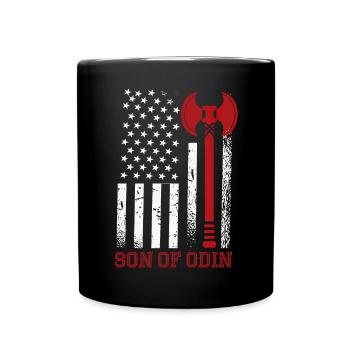 Son of the Odin Valhalla American Viking Flag - Full Colour Mug - black - Front