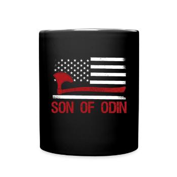 Son of Odin Valhalla American Viking Flag - Full Colour Mug - black - Front