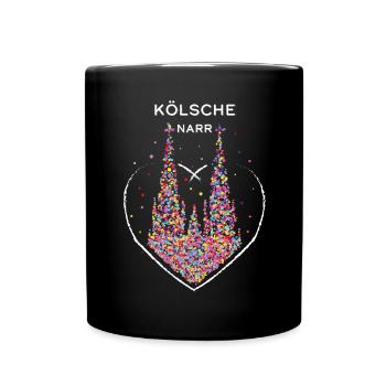 Kölsche Narr Kölner Dom Köln Konfetti Karneval - Tasse einfarbig - Schwarz - Vorne