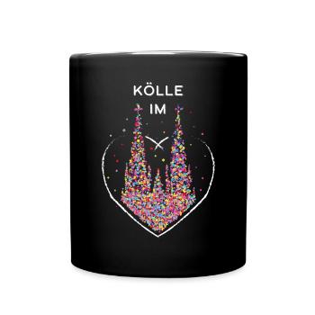 Kölle im Herz Kölner Dom Karneval Kölsch Karneval - Tasse einfarbig - Schwarz - Vorne