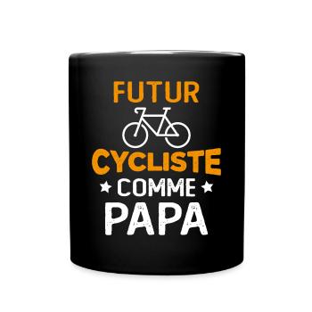 Futur cycliste comme papa - Mug uni - noir - Devant