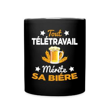 Tout Télétravail Mérite Sa Bière Cadeau - Mug uni - noir - Devant