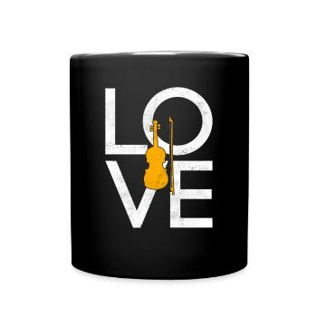 Geige - Tasse einfarbig - Schwarz - Vorne