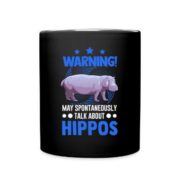 Warning Hippo Hippo Hippo Hippo - Full Colour Mug - black - Front
