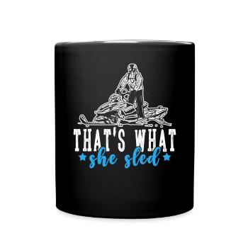 Snowmobile driver saying - Full Colour Mug - black - Front