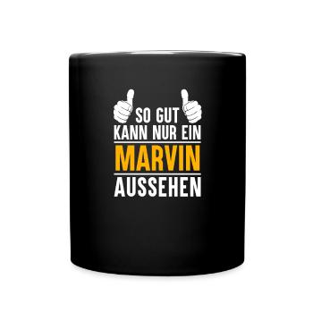 Marvin Vorname Name Geschenk - Tasse einfarbig - Schwarz - Vorne
