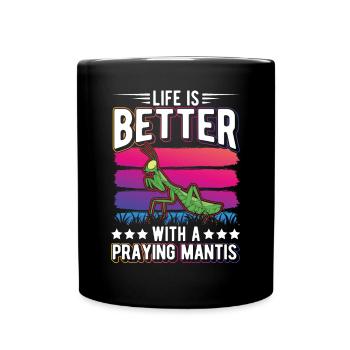 Gottesanbeterin Mantis Fangschrecke - Tasse einfarbig - Schwarz - Vorne