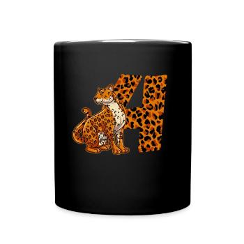 4 Jahre Alter Junge Geburtstag Jaguar - Tasse einfarbig - Schwarz - Vorne