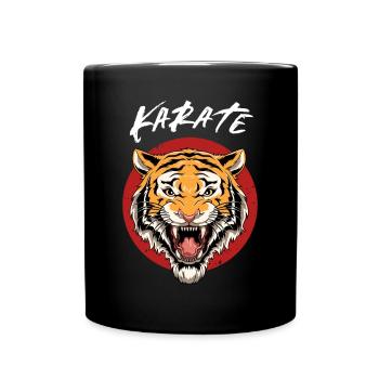 Karate Tiger Kopf - Tasse einfarbig - Schwarz - Vorne