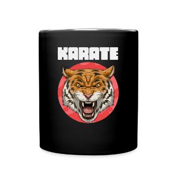 Lustige Karate Wütender Tiger - Tasse einfarbig - Schwarz - Vorne