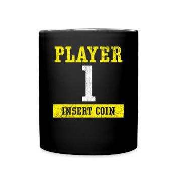 Joueur 1 Insert Coin Arcade Jeu Vidéo Gamer - Mug uni - noir - Devant