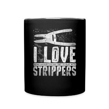 J’aime les strip-teaseuses drôles d’électricien - Mug uni - noir - Devant