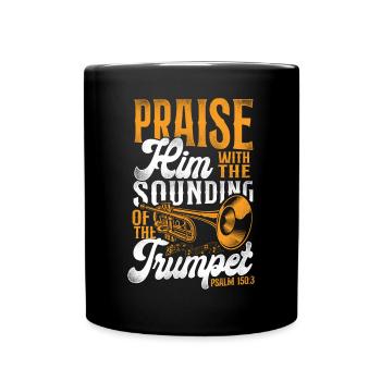 Trumpet Player Vintage Praise Him - Full Colour Mug - black - Front